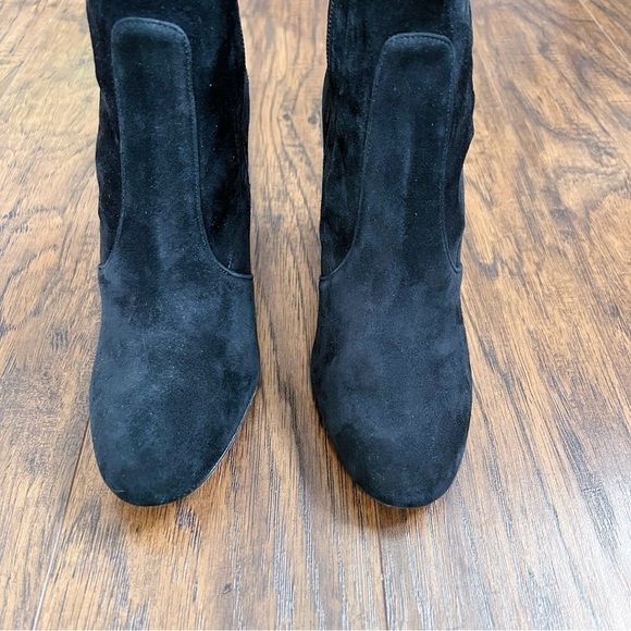 Valentino • Stretch-Suede Sock Boots ankle booties block heeled zip leather - Picture 4 of 16